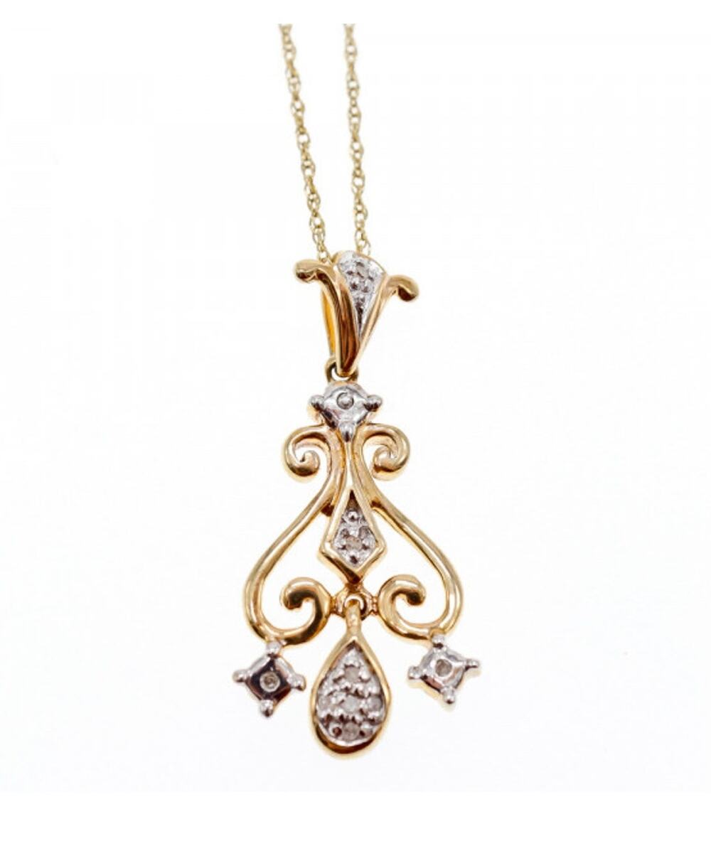 10K Yellow Gold Diamonds Chain with Pendant